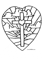 cross with heart coloring page